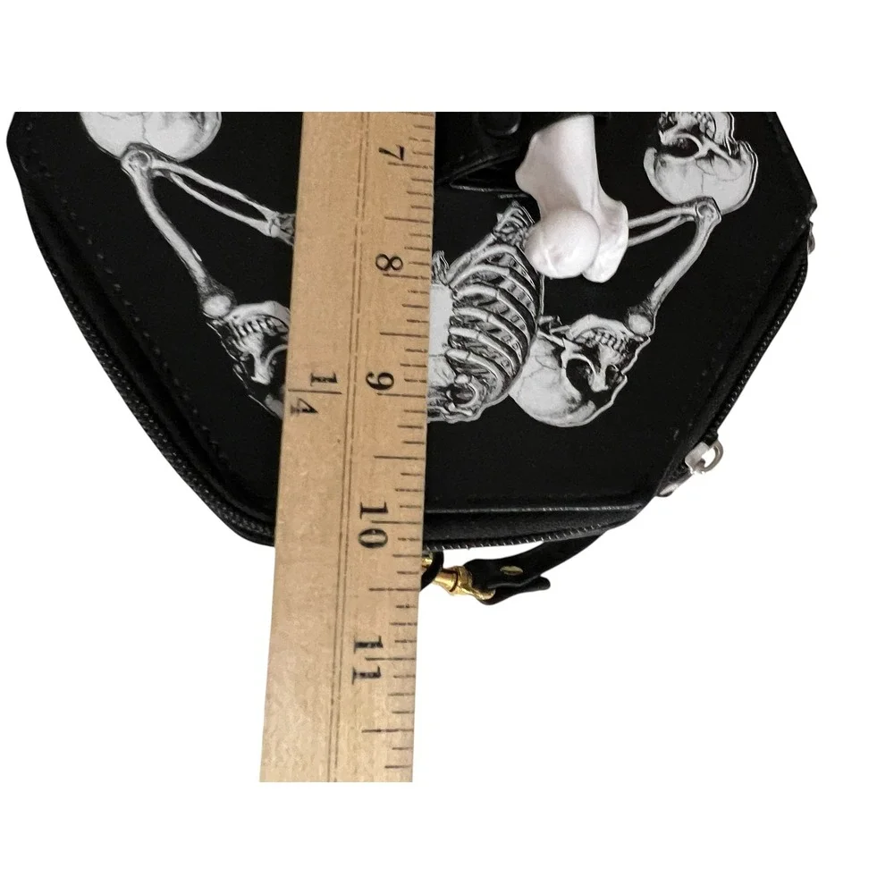 Kreepsville 666 Coffin Purse Skeleton Goth Bone Handle Crossbody Bag
